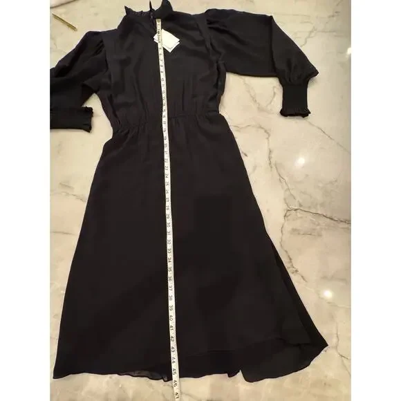 Isabel Marant Etoile Yescott Dress Sz 6 EU Sz 36 Black Silk Asymmetric Midi NWT - Picture 12 of 12